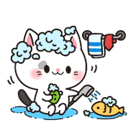 cat bathing Sticker