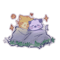 E3maly sleep draw sleep cat couple cat Sticker
