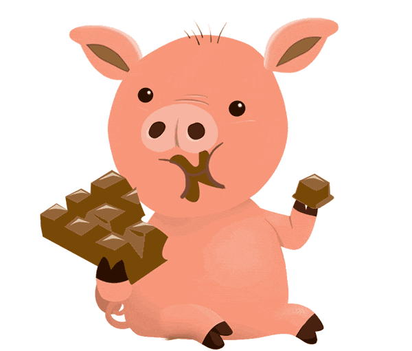 Chocolate Pig Sticker by Bill Greenhead