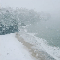 Heavy Snowfall Blankets Newquay Beach
