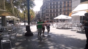 Police Clear Square in Barcelona During Security Alert