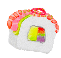 hungry sushi roll Sticker by Color Snack Creative Studio
