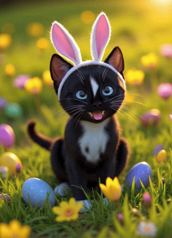 Easter Bunny Cute Cat GIF by Felini Rocks