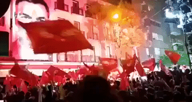 Socialists Celebrate Election Result Outside Party's Madrid HQ