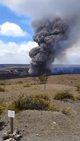 Black Smoke Billows From Kilauea Volcano