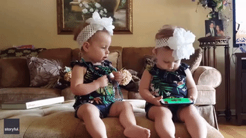 Twins Have Very Different Reactions to Phone Game