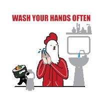 Hands Wash Sticker by Jinjja Chicken