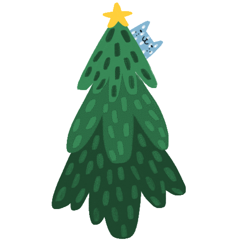 Christmas Tree Cat Sticker by La Griffe de Maho