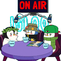 Discuss On Air Sticker by Pudgy Penguins