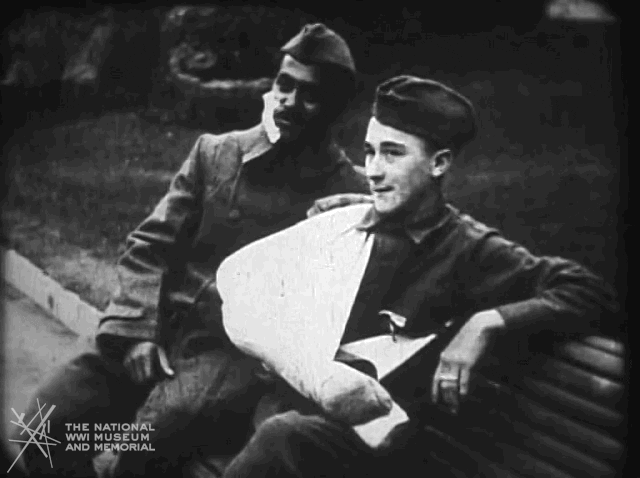 NationalWWIMuseum giphyupload black and white laughing military GIF