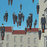 Jumping Rene Magritte GIF by Kiszkiloszki