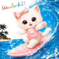 White Cat Summer Sticker