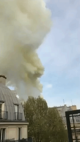 Giant Smoke Plumes Flow From Burning Notre Dame Cathedral