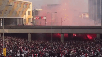 Ajax Fans Create Intense Pre-Game Atmosphere Ahead of Champions League Clash