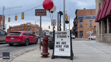 Businesses Display Signs of Support in Oxford After Deadly High School Shooting