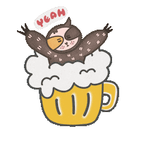 curiousfamily party yeah beer sloth Sticker