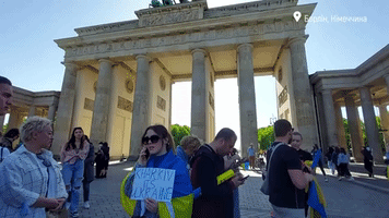 Displaced Kharkiv Residents Rally in Support of Ukraine in Berlin