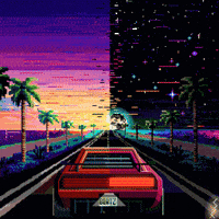 Sachcoothearty art pixelart car sun GIF
