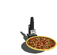 Pizza Microscope Sticker by badblueprints