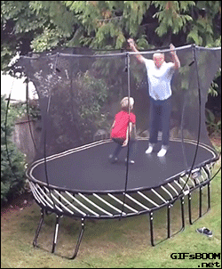 trampoline fail GIF