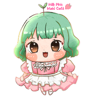 MilkPinkMaidCafe pink kawaii cafe chibi Sticker
