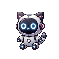 Robot Cat Sticker by Preneura