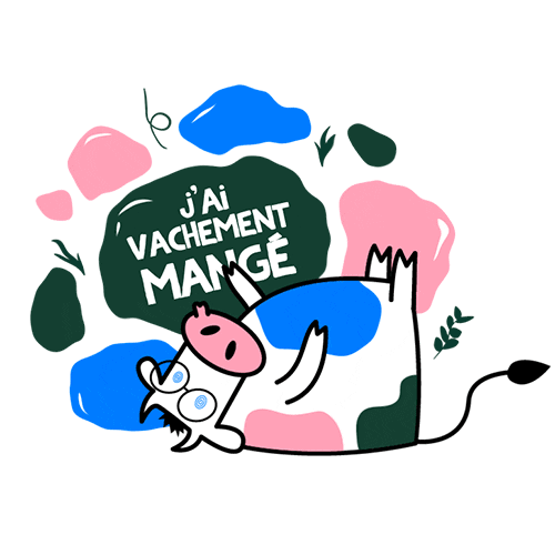 les2vaches giphyupload gourmandise jai vachement mange Sticker