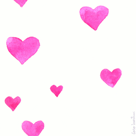 Digital art gif. A bunch of pink hearts of various sizes float up from the bottom.