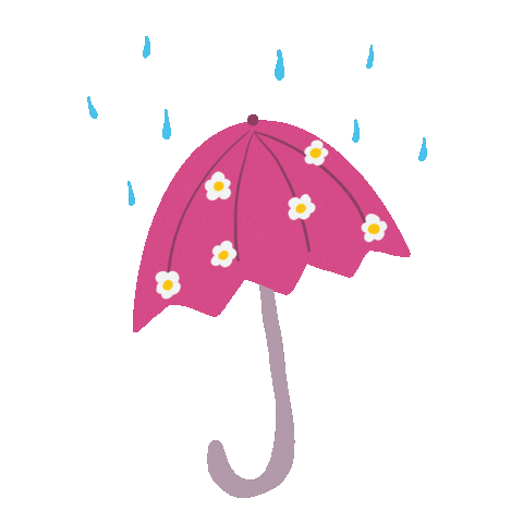 Golddustmoth portland umbrella daisies daisy rain raining raindrop Sticker