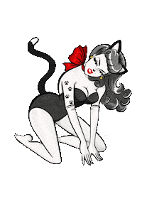 pillowtalkpinups love cat vintage artist Sticker