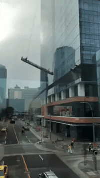 Dramatic Moment Worker Knocked From Platform and Left Dangling Over Downtown Edmonton