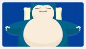 Cartoon gif. Snorlax, a Pokémon bear, lays on her back breathing heavily as she sleeps with her arms relaxed out to both sides.