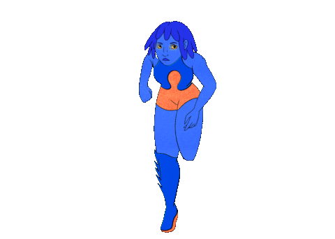 Blue Girl Running Sticker by Kaleko