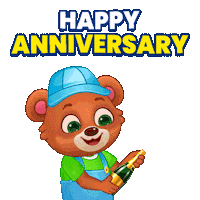 Happy Anniversary Champagne Sticker by Lucas and Friends by RV AppStudios