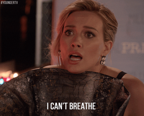 #younger #youngertv #hilary duff #tv land #breathe #panic #nervous #worry #party #hot GIF by TV Land