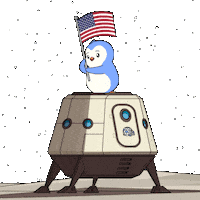 Landing To The Moon Sticker by Pudgy Penguins