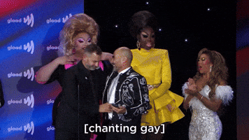 [chanting gay]