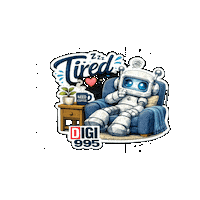 Tired Cartoon Character Sticker by Digi 995