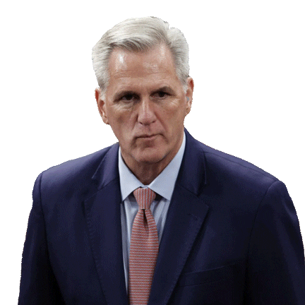 Political gif. Kevin McCarthy looking glum as smoke seeps out of his ears.