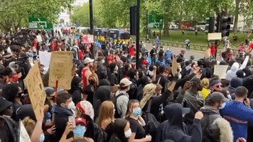 Crowd Marches Through London in Protest Following Death of George Floyd