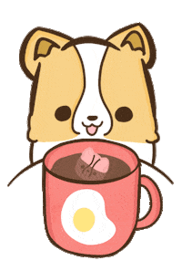 hot chocolate dog Sticker by corgiyolk