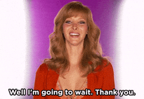 TV gif. Lisa Kudrow as Valerie Cherish on The Comeback shakes her head no and swats the air, scrunching her nose as she says, “Well I’m going to wait. Thank you.”