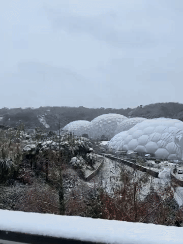 'White Start' at Cornwall's Eden Project as Snow Reaches South of England
