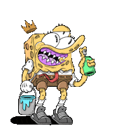 ronthekiller cartoon tag spongebob paint Sticker
