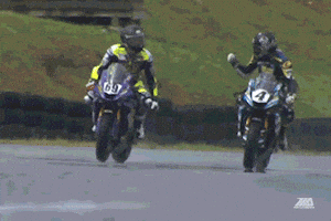 MotoAmerica friends motorcycle turn praise GIF