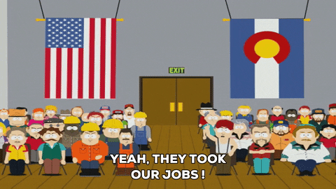 trump supporters took our jobs GIF by South Park 