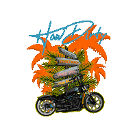 HowDirty beach bike sunset motorcycle Sticker
