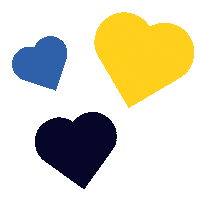 Blue And Gold Hearts Sticker by Allegheny College