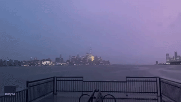 Lightning Strikes One World Trade Center as Storms Sweep New York