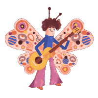 Guitar Butterfly Sticker by pomelody